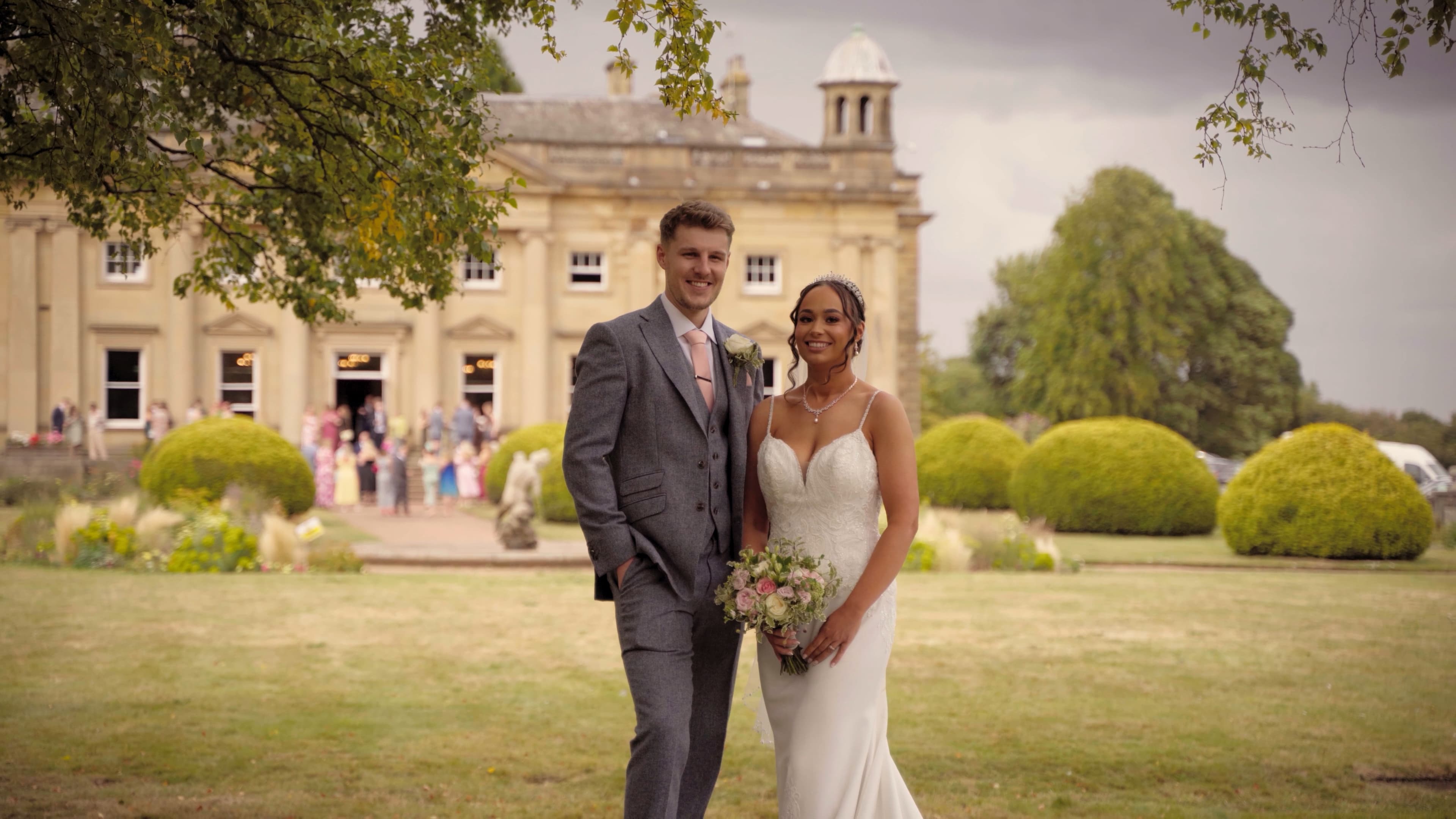 Jess and Rhys laughing together just after their first look