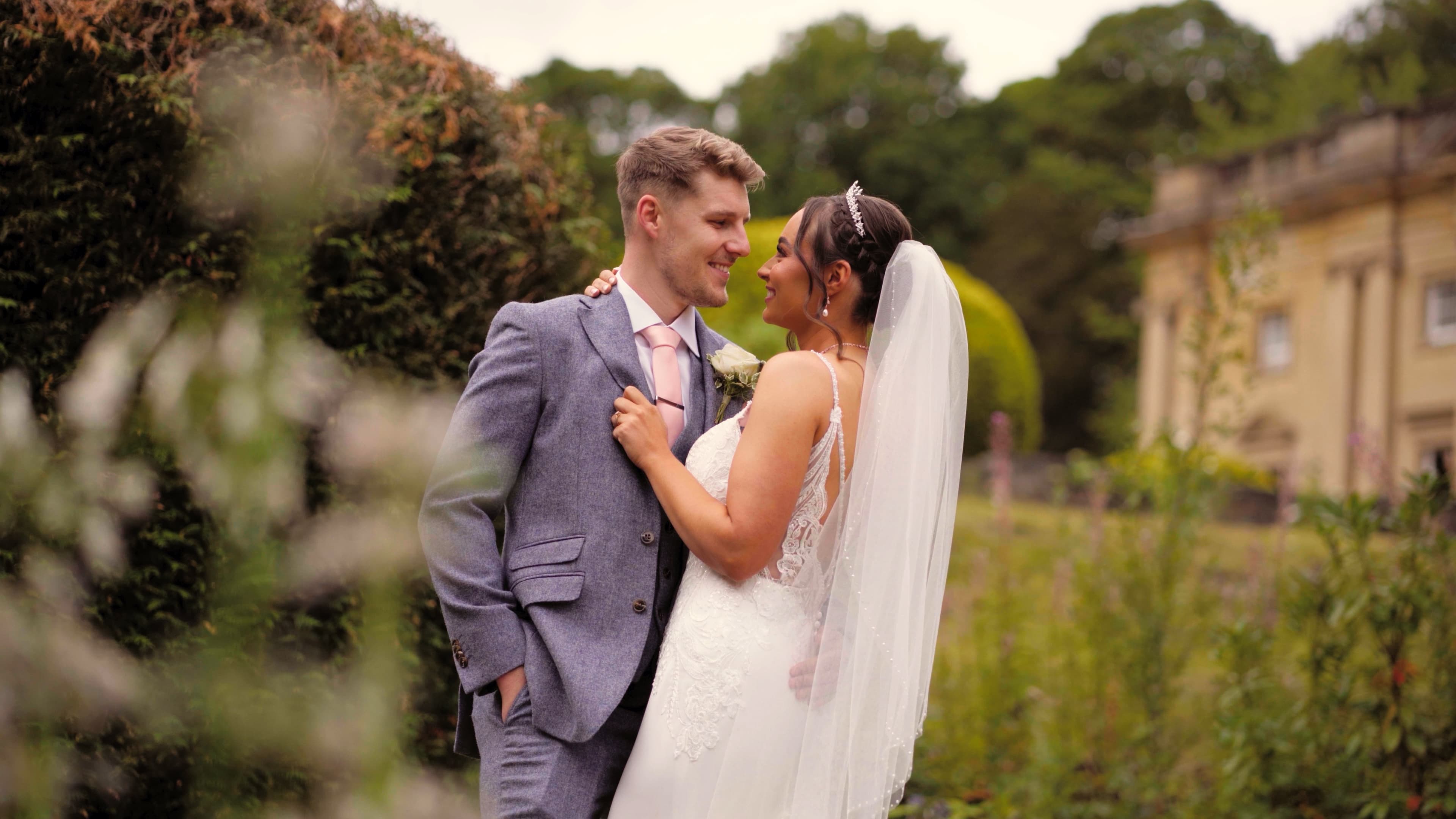 Jess and Rhys wrapped up together during the evening reception